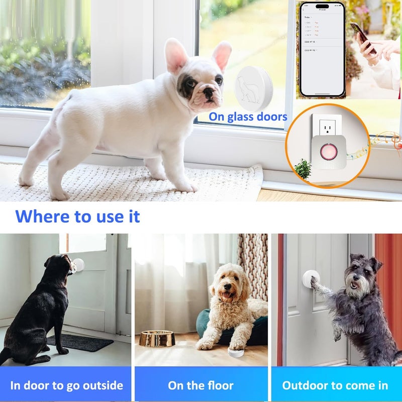 YisTech WiFi Dog Door Bell for Potty Training to Go Outside, Smart Doggie Door Bell for Dog, Wireless Doggy Doorbell with Phone App - Image 3